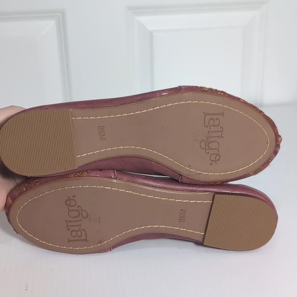 Anthropologie Latigo Embroidered Women's Flats Size 8.5 Maroon Leather Floral - Picture 8 of 10